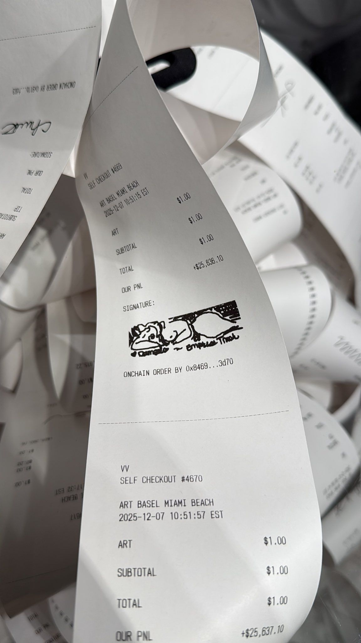 Jack Butcher Self Checkout Receipts Art Basel Miami December 2025 Visualize Value